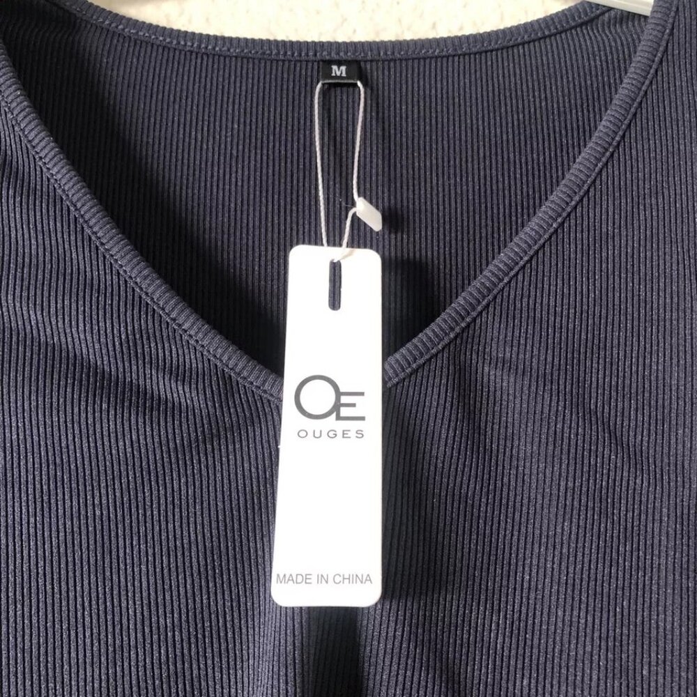 Women’s Ouges Ribbed Stretch Sleeveless Navy Blue… - image 3